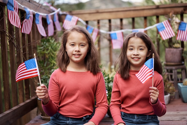 Medium shot girls celebrating 4th of july