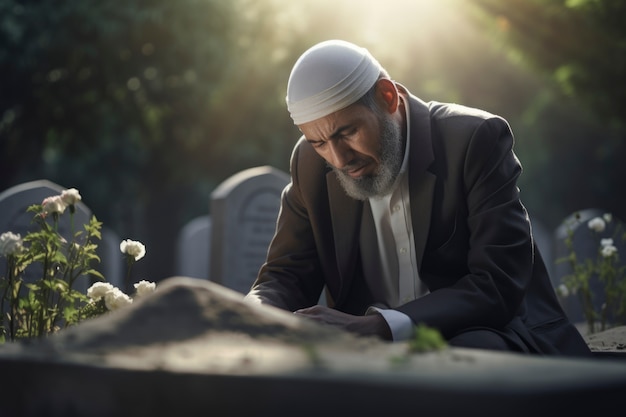 Medium shot islamic man grieving