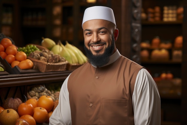 Free Photo medium shot islamic man at market