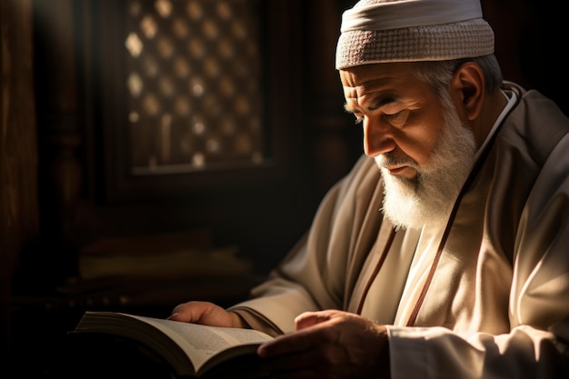 Free photo medium shot islamic man reading