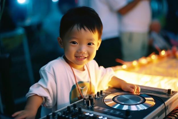 Medium shot kid being dj