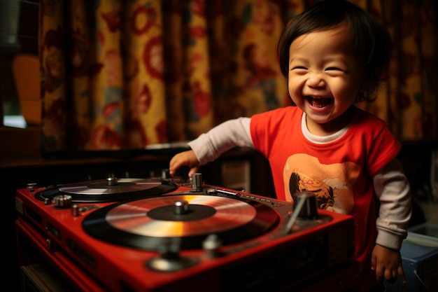 Medium shot kid being dj