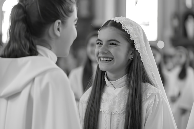 Free Photo medium shot kids first communion portraits