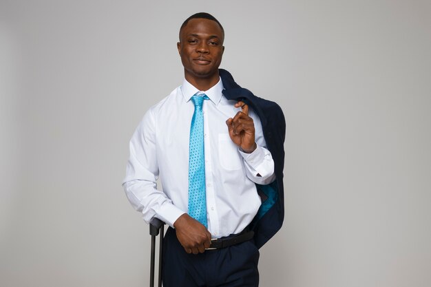 Medium shot male flight attendant posing