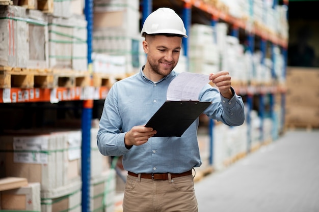 Medium shot man checking documents