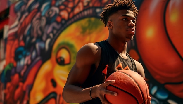 Free Photo medium shot man playing basketball