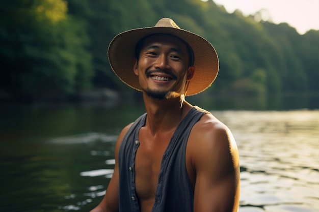 Free photo medium shot man posing outdoors