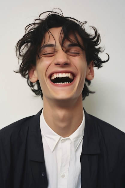 Free Photo medium shot man posing in studio