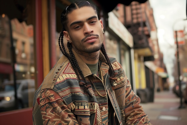 Medium shot man with braids portrait