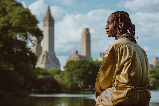 Medium shot man with braids portrait