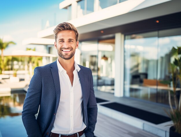 Medium shot man working as a real estate agent