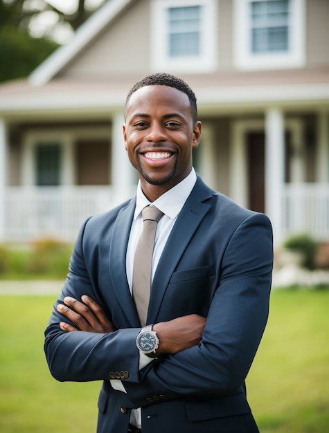 Medium shot man working as a real estate agent