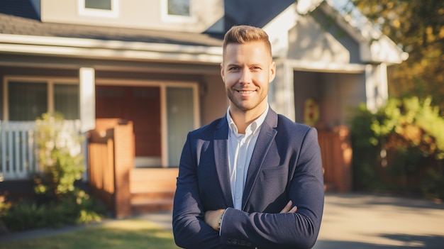 Medium shot man working as a real estate agent