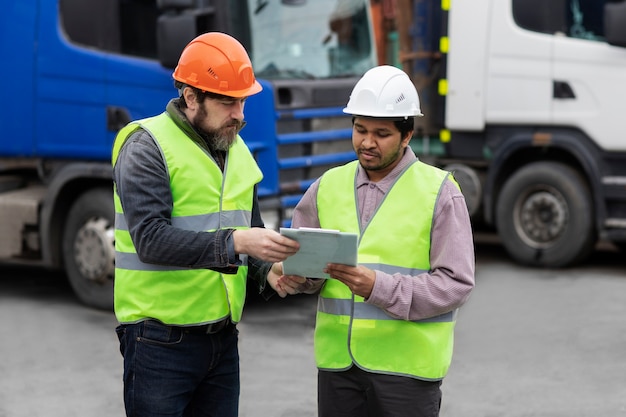 Medium shot men wearing equipment