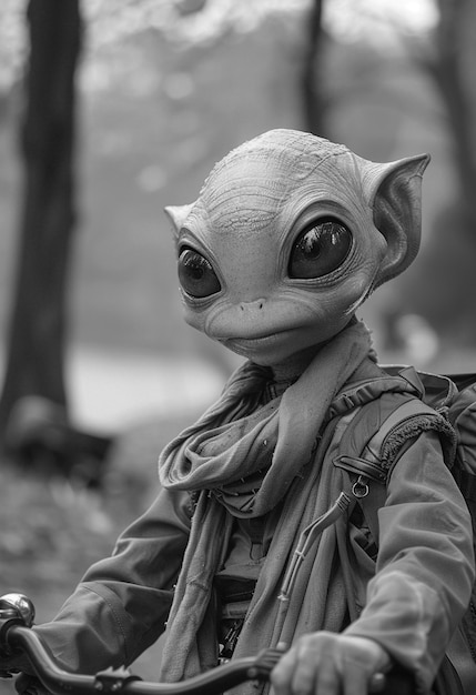 Free Photo medium shot monochrome alien