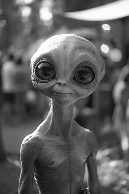 Free photo medium shot monochrome alien