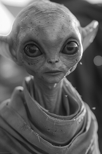 Medium shot monochrome alien