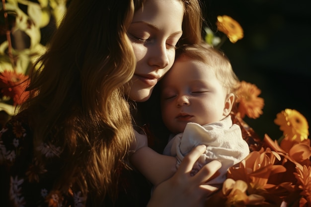 Medium shot mother holding child