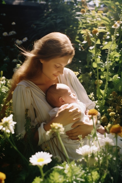 Free Photo medium shot mother holding child