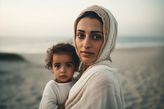 Medium shot mother holding cute baby