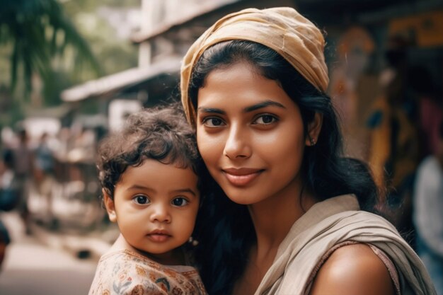 Medium shot mother holding cute baby