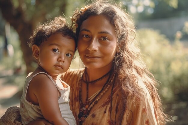 Medium shot mother holding cute baby