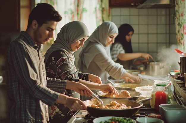 Medium shot people celebrating eid al-fitr