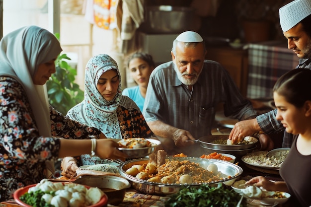 Medium shot people celebrating eid al-fitr