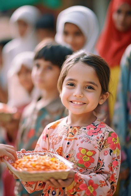 Medium shot people celebrating eid al-fitr