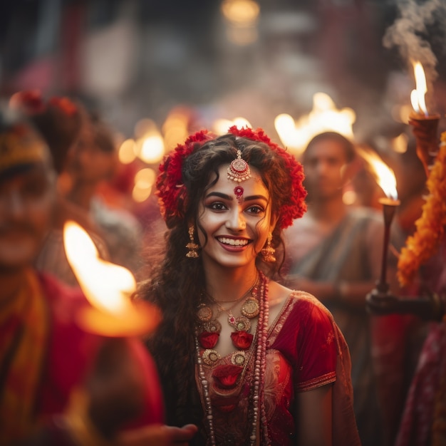 Free Photo medium shot people celebrating tamil new year