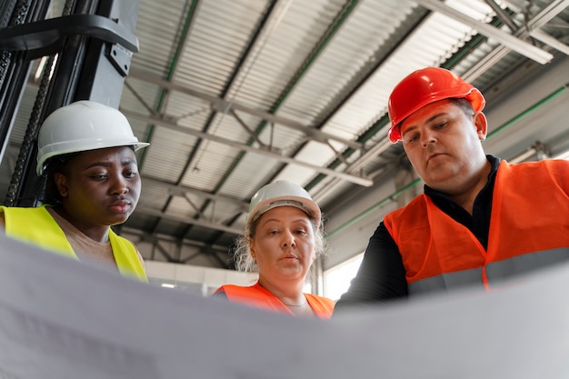 Free photo medium shot people working in construction