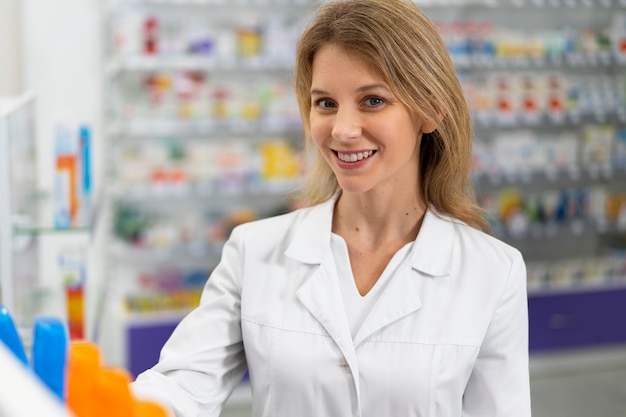 Free Photo medium shot  pharmacist working