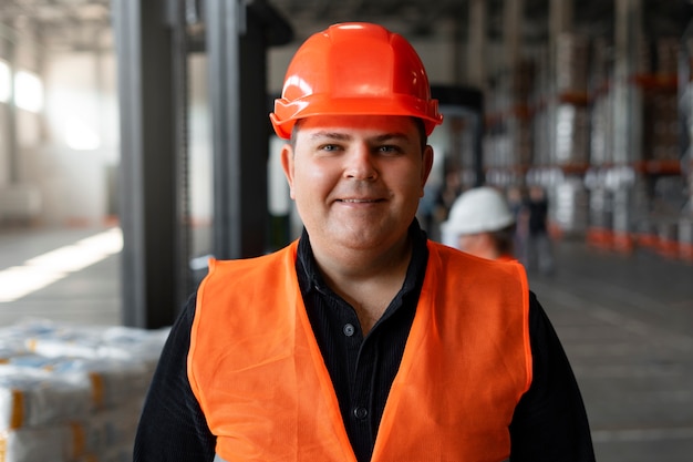 Medium shot plus-size man working in construction