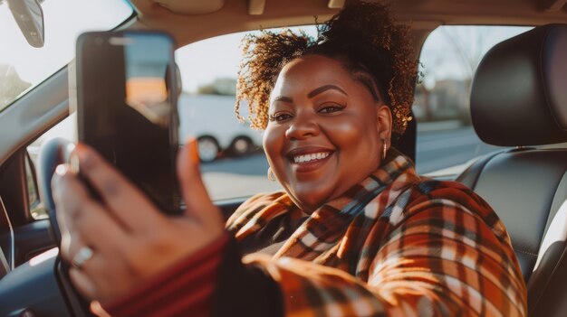 Medium shot  plus-sized woman influencer