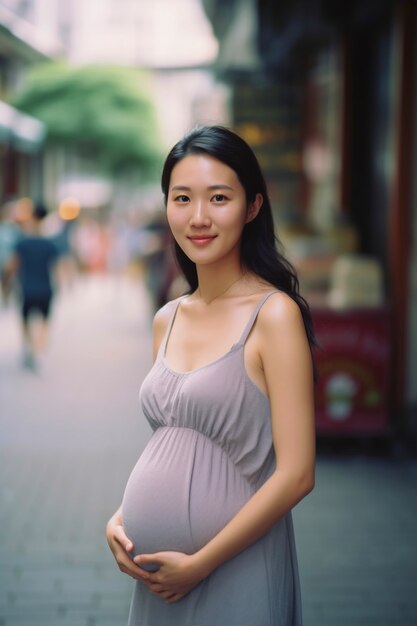 Medium shot pregnant woman posing