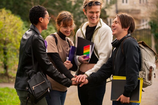 Free Photo medium shot queer students outdoors