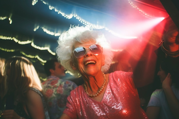 Free photo medium shot senior woman having fun