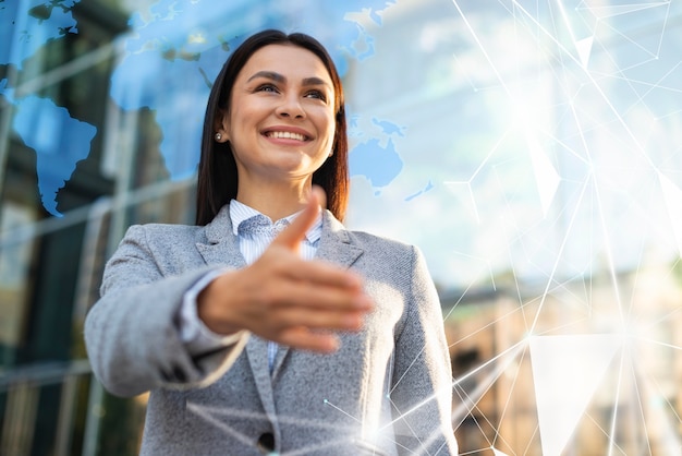 Medium shot smiley business woman