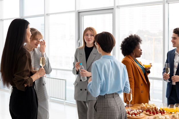 Medium shot smiley people at business event