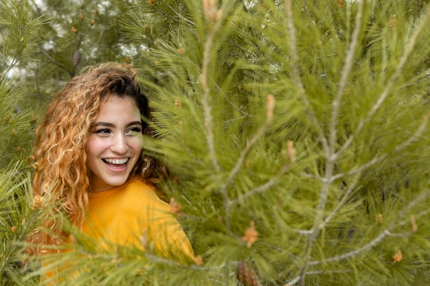 Free Photo medium shot  smiley woman in nature