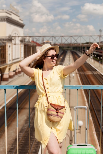 Medium shot smiley woman outdoors