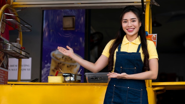 Medium shot smiley woman outdoors