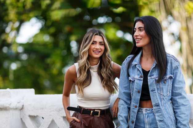 Medium shot smiley women spending time outdoors