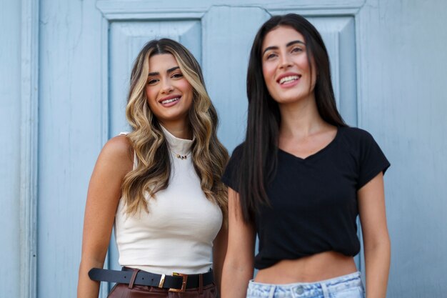 Medium shot smiley women spending time outdoors