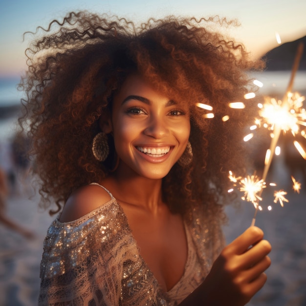 Free Photo medium shot woman celebrating new year