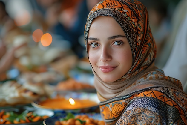 Medium shot woman celebrating ramadan