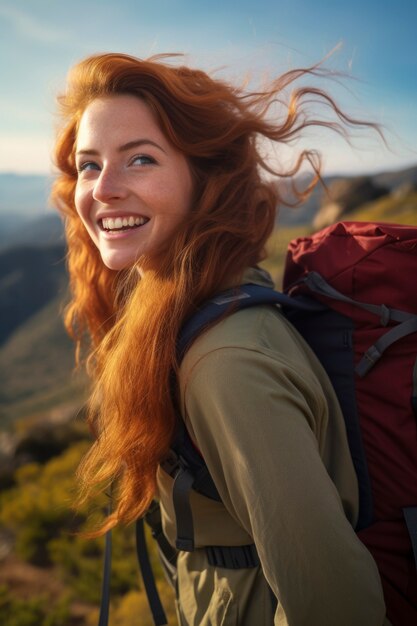 Medium shot woman having fun outdoors