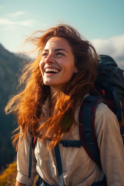 Medium shot woman having fun outdoors