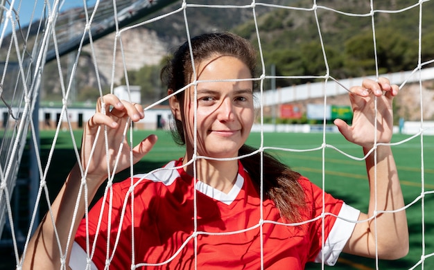 Medium shot woman holding net