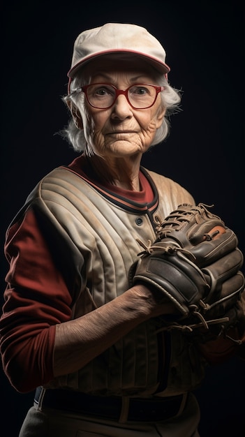 Free photo medium shot woman playing baseball